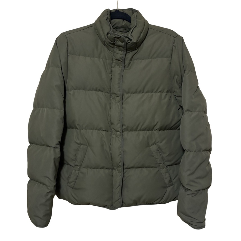 J.Crew Mercantile Full Zip Puffer Jacket Women’s M Moss Green Winter Outdoor